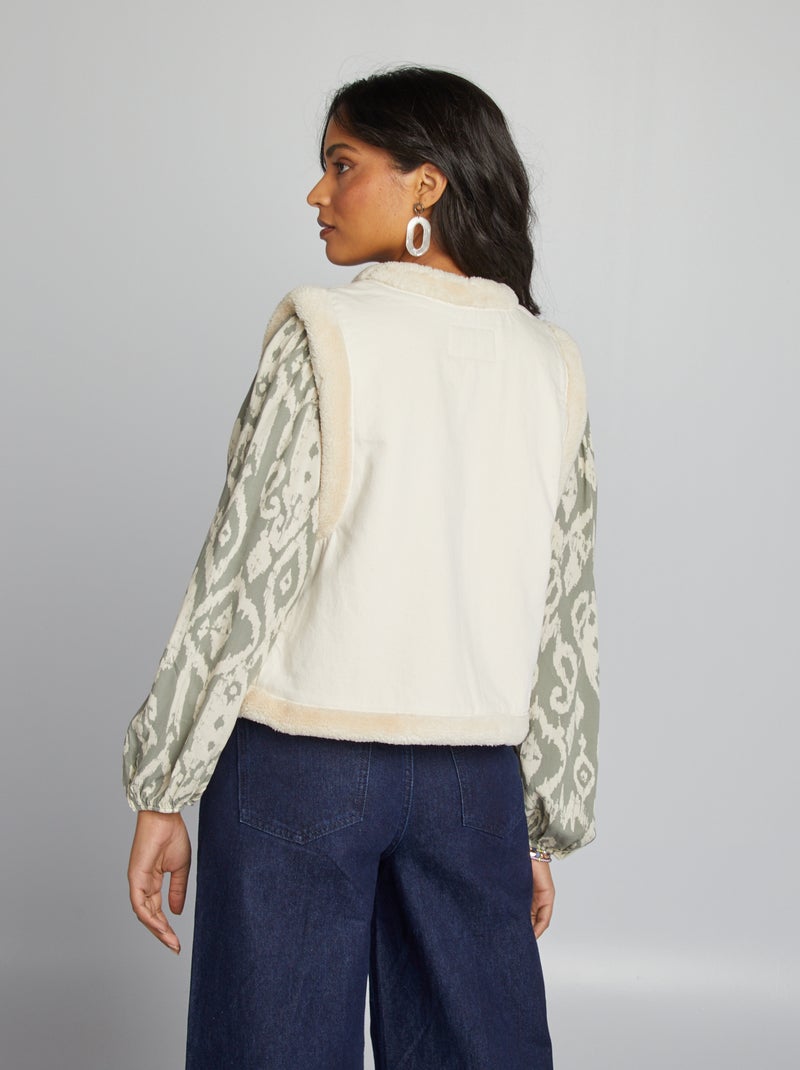 Casaco com efeito pelo de ovelha BRANCO - Kiabi