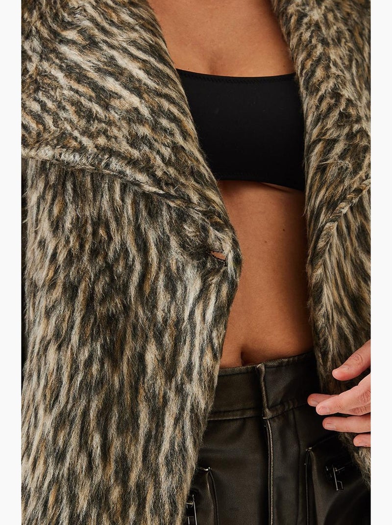 Casaco com estampado de leopardo escovado lucci Greige - Kiabi