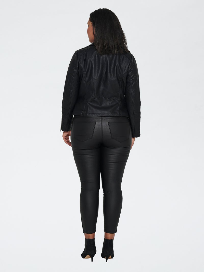 Casaco com fecho de correr em imitação de pele Preto - Kiabi