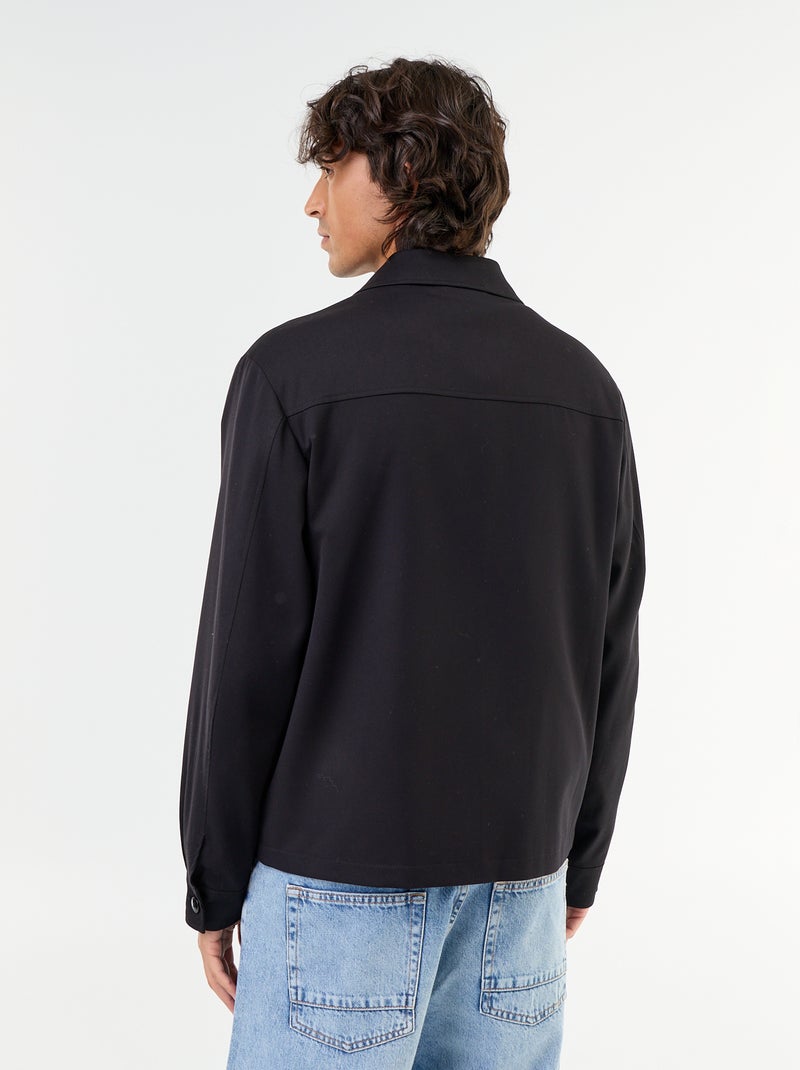 Casaco com fecho de correr liso Preto - Kiabi