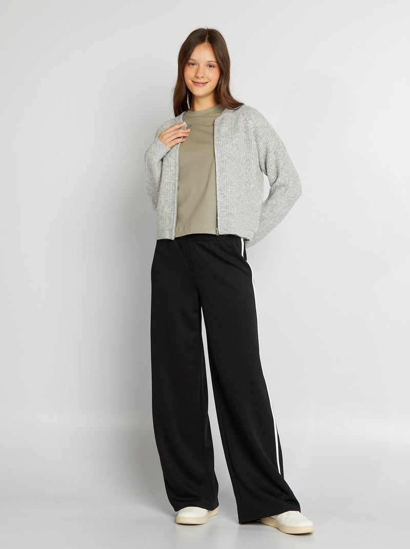 Casaco com fecho em malha entrançada CINZA - Kiabi