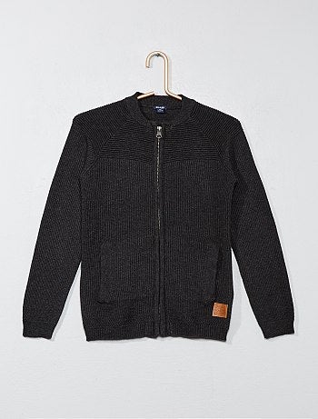 Casaco com fecho em malha fantasia - Kiabi