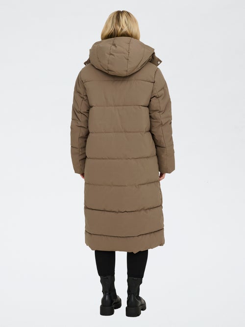 Casaco comprido acolchoado com capuz 'JDY' - Kiabi