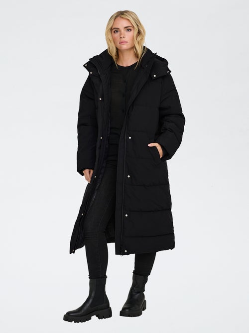 Casaco comprido acolchoado com capuz 'JDY' - Kiabi