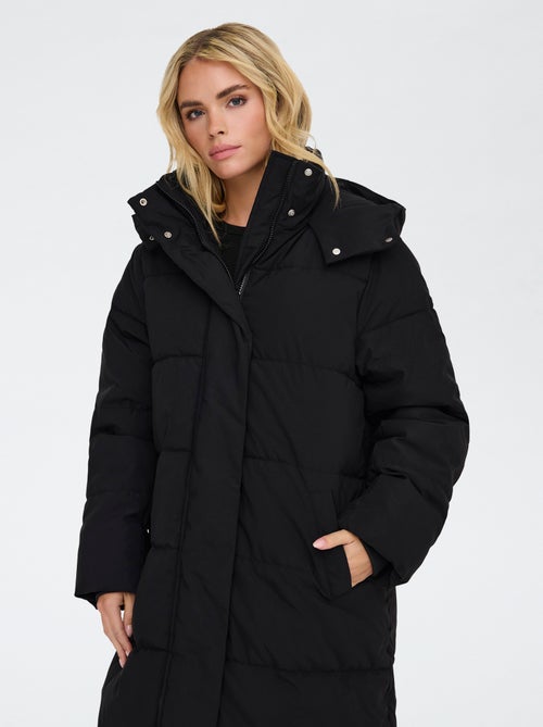 Casaco comprido acolchoado com capuz 'JDY' - Kiabi