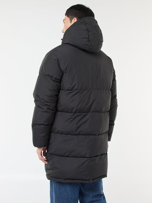 Casaco comprido acolchoado com capuz liso - Kiabi