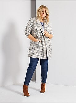 Casaco comprido aos quadrados - Kiabi