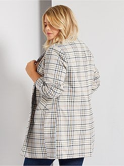 Casaco comprido aos quadrados - Kiabi