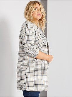 Casaco comprido aos quadrados - Kiabi