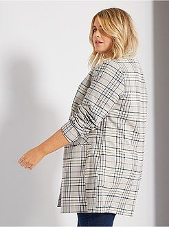 Casaco comprido aos quadrados - Kiabi