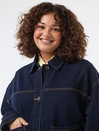 Casaco comprido de ganga