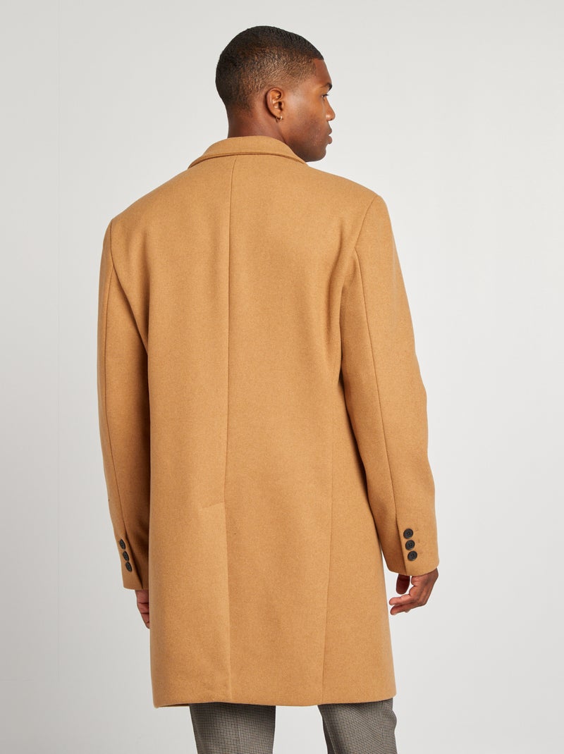 Casaco comprido de lã misturada CASTANHO - Kiabi