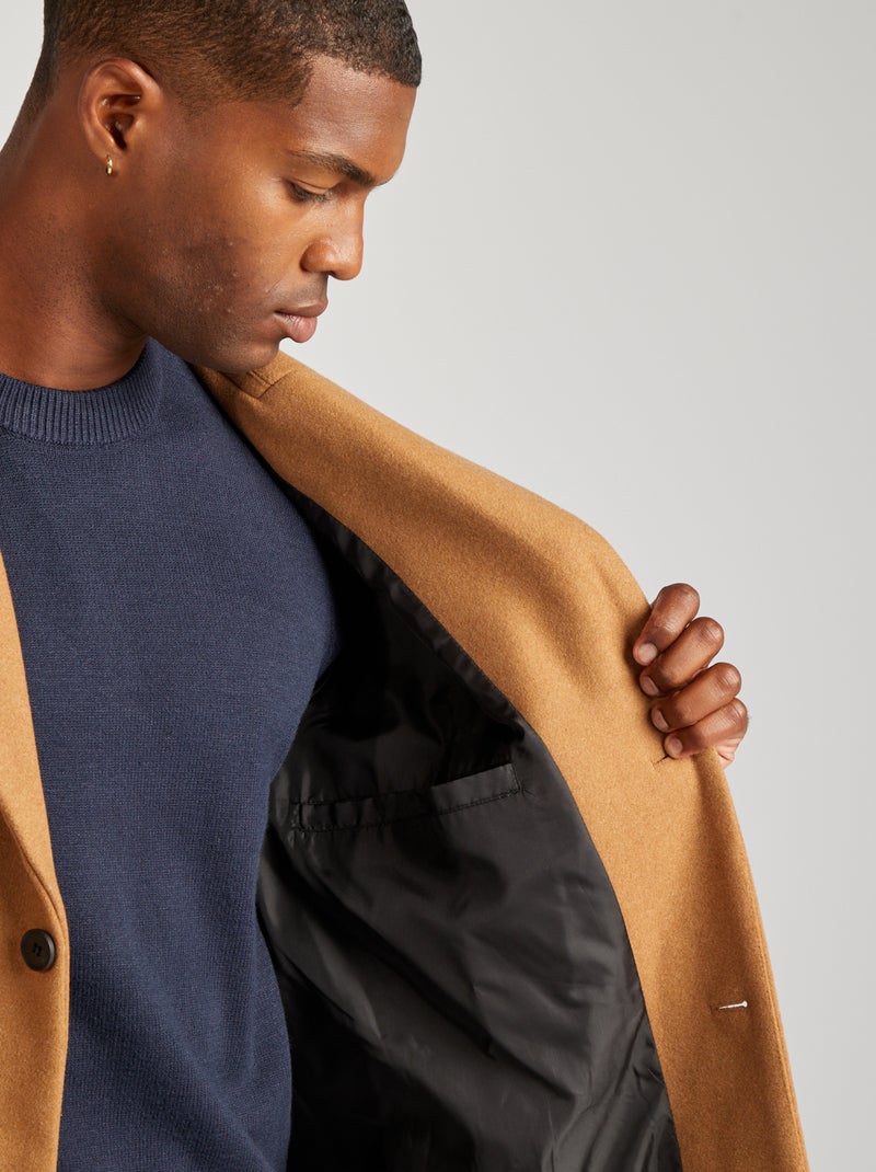 Casaco comprido de lã misturada CASTANHO - Kiabi