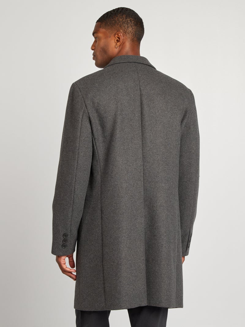 Casaco comprido de lã misturada CINZA - Kiabi