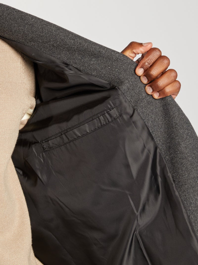 Casaco comprido de lã misturada CINZA - Kiabi