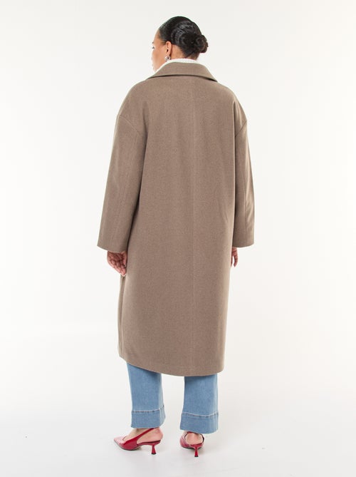 Casaco comprido efeito lã com 2 bolsos com aba - Kiabi