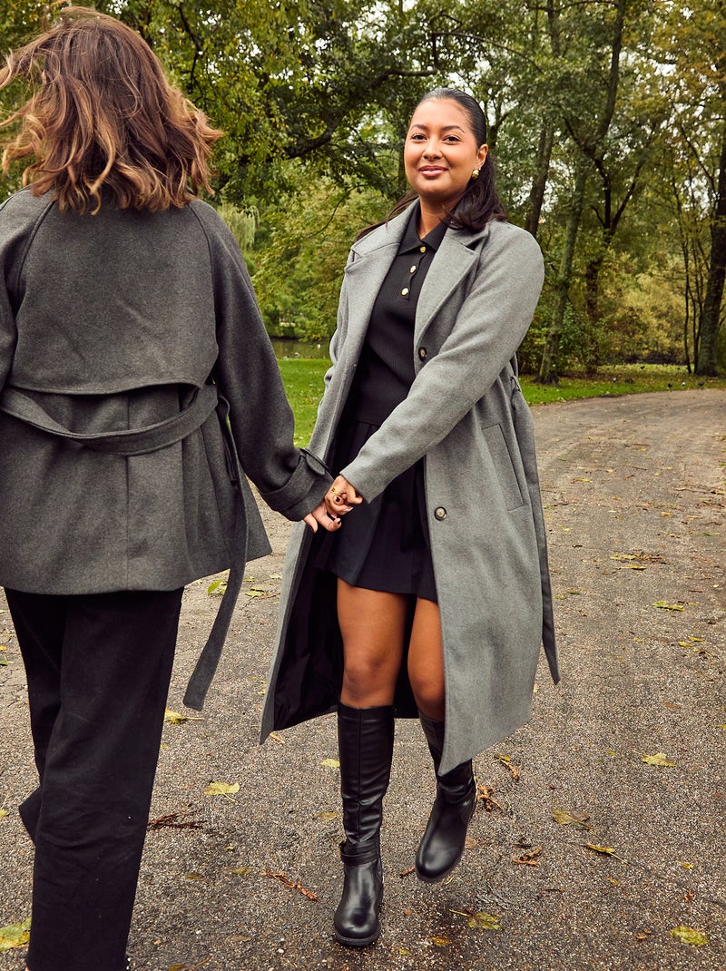 Casaco comprido em lã CINZA - Kiabi