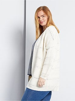 Casaco comprido em malha de fantasia ajurada - Kiabi