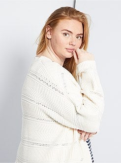 Casaco comprido em malha de fantasia ajurada - Kiabi