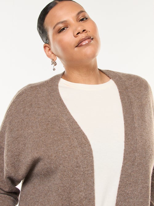 Casaco comprido em malha de tricô com 2 bolsos - Kiabi