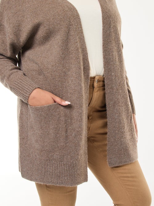 Casaco comprido em malha de tricô com 2 bolsos - Kiabi