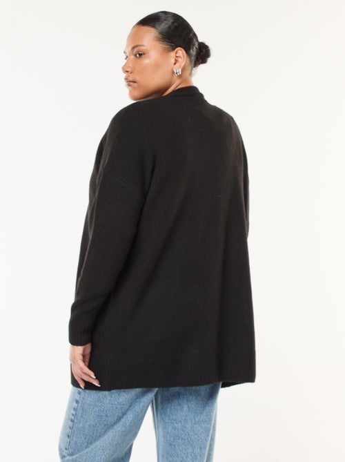 Casaco comprido em malha de tricô com 2 bolsos - Kiabi