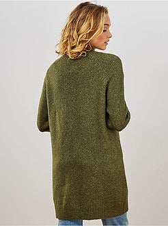 Casaco comprido em malha fofa - Kiabi