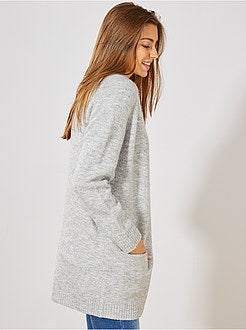 Casaco comprido em malha fofa - Kiabi