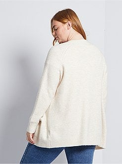 Casaco comprido em malha suave e quente - Kiabi