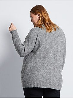 Casaco comprido em malha suave e quente - Kiabi