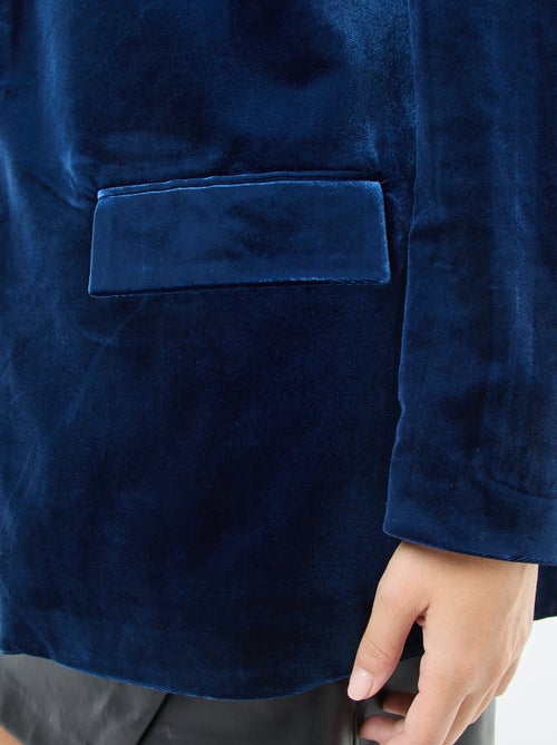 Casaco comprido em veludo acetinado - Kiabi