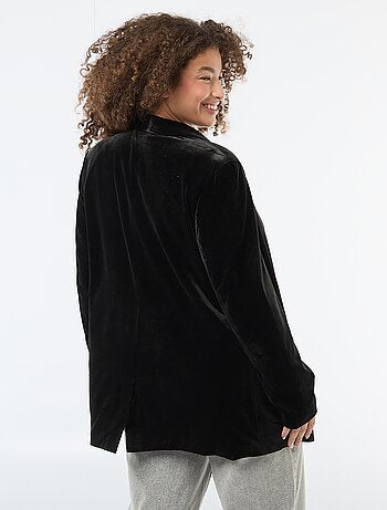 Casaco comprido em veludo acetinado