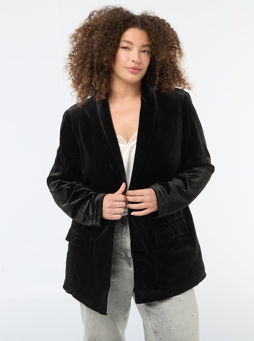 Casaco comprido em veludo acetinado - Kiabi