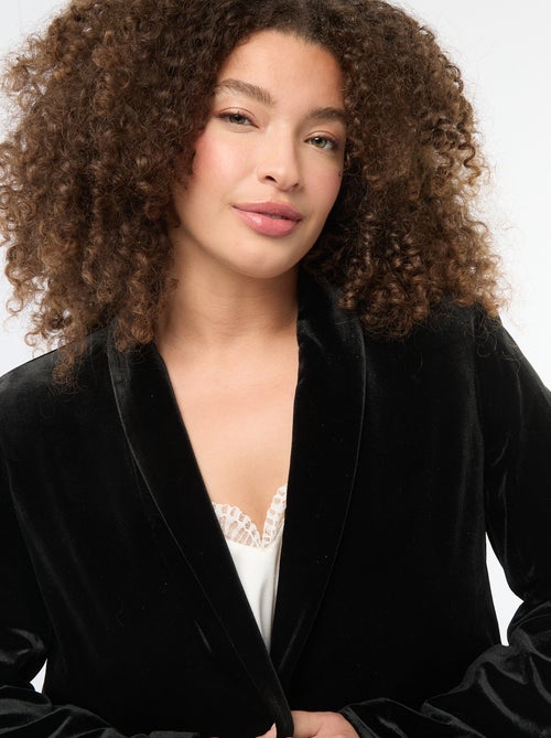 Casaco comprido em veludo acetinado - Kiabi