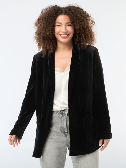 Casaco comprido em veludo acetinado - Kiabi