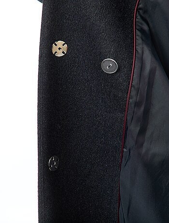 Casaco comprido estilo lã com gola redonda e cachecol cosido