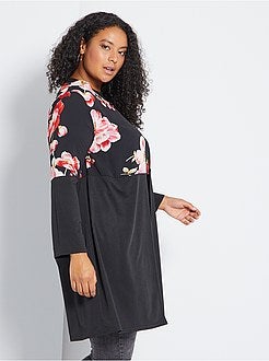 Casaco comprido fino com estampado flores - Kiabi