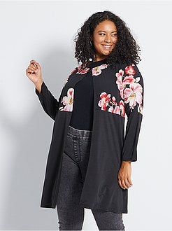 Casaco comprido fino com estampado flores - Kiabi