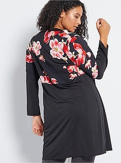 Casaco comprido fino com estampado flores - Kiabi