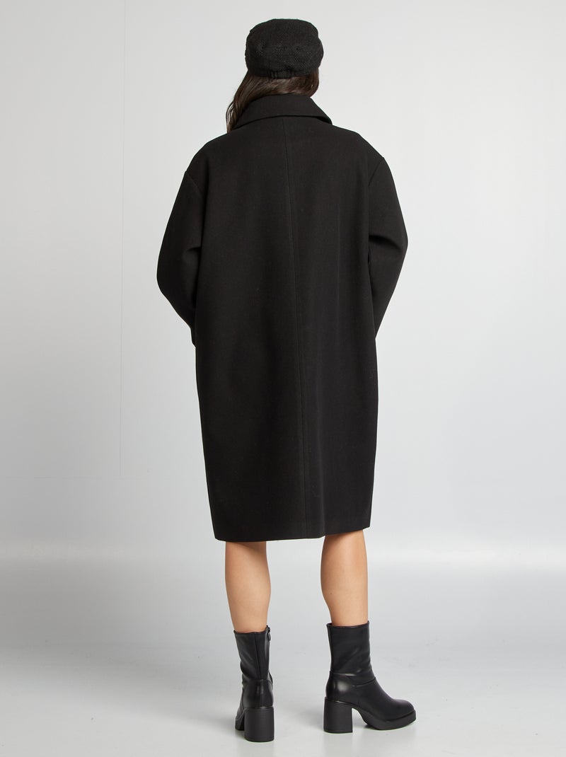 Casaco comprido forma oversize Preto - Kiabi