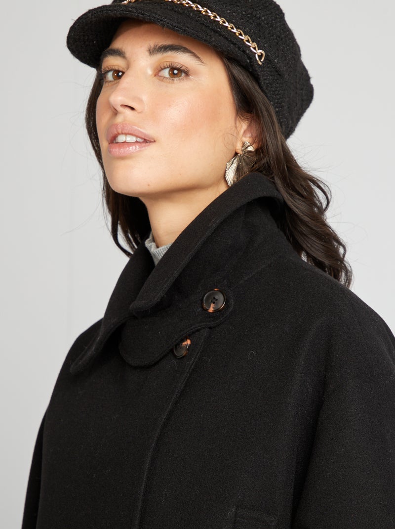 Casaco comprido forma oversize Preto - Kiabi