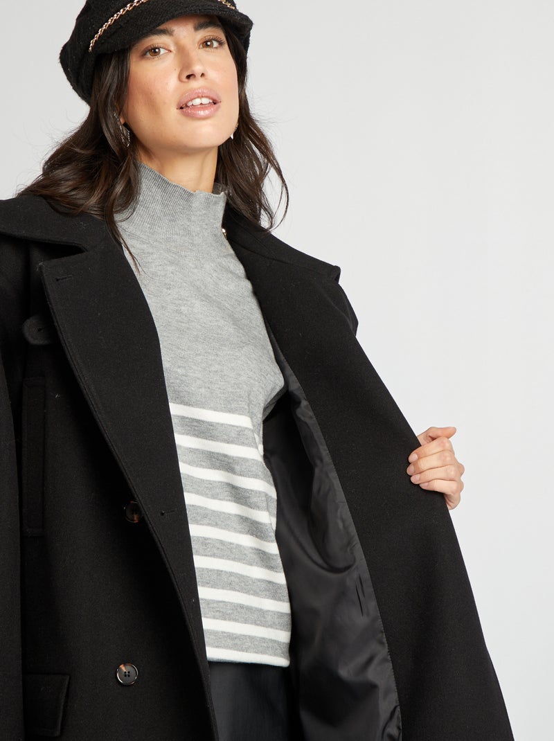 Casaco comprido forma oversize Preto - Kiabi