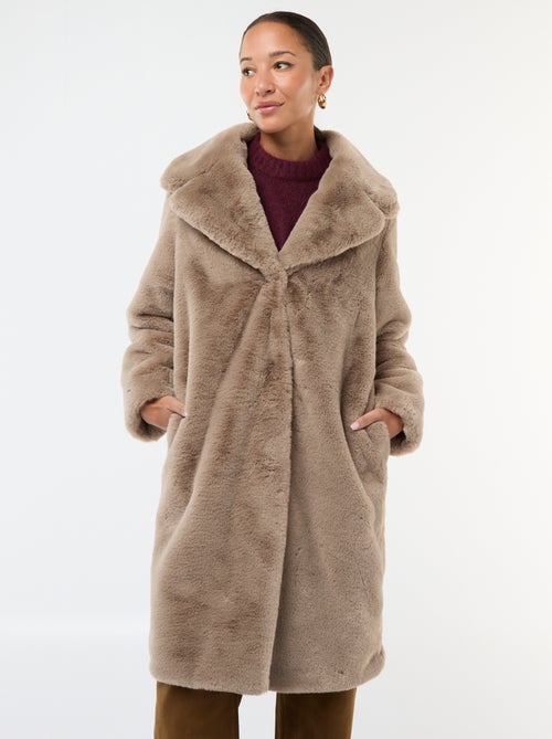 Casaco comprido imitação de pele - Kiabi