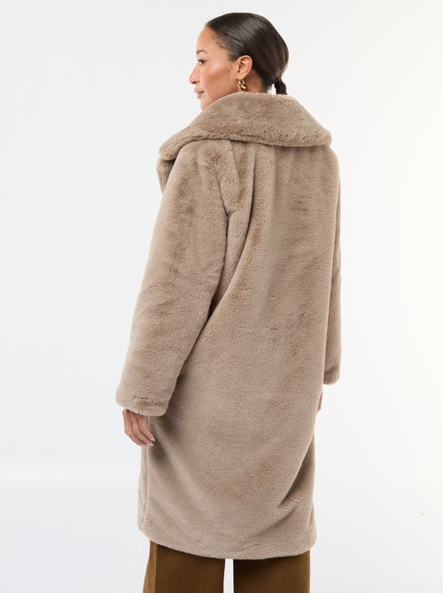 Casaco comprido imitação de pele - Kiabi