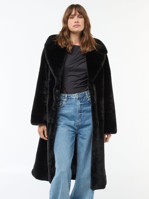 Casaco comprido imitação de pele - Kiabi