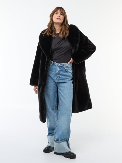 Casaco comprido imitação de pele - Kiabi