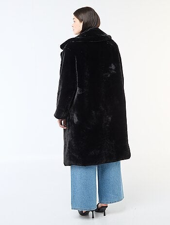 Casaco comprido imitação pele