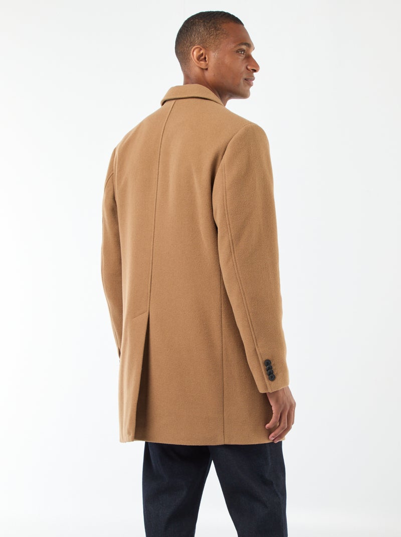 Casaco comprido liso Castanho - Kiabi