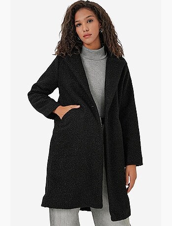 Casaco comprido oversized em peluche texturizada bdart