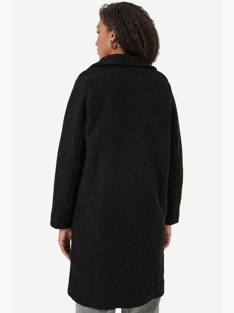 Casaco comprido oversized em peluche texturizada bdart Preto - Kiabi